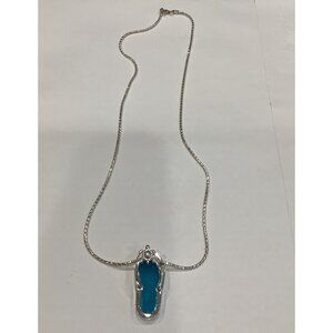 Larimar Turquoise & Silver Flip Flop Pendant And Silver Necklace, Preloved